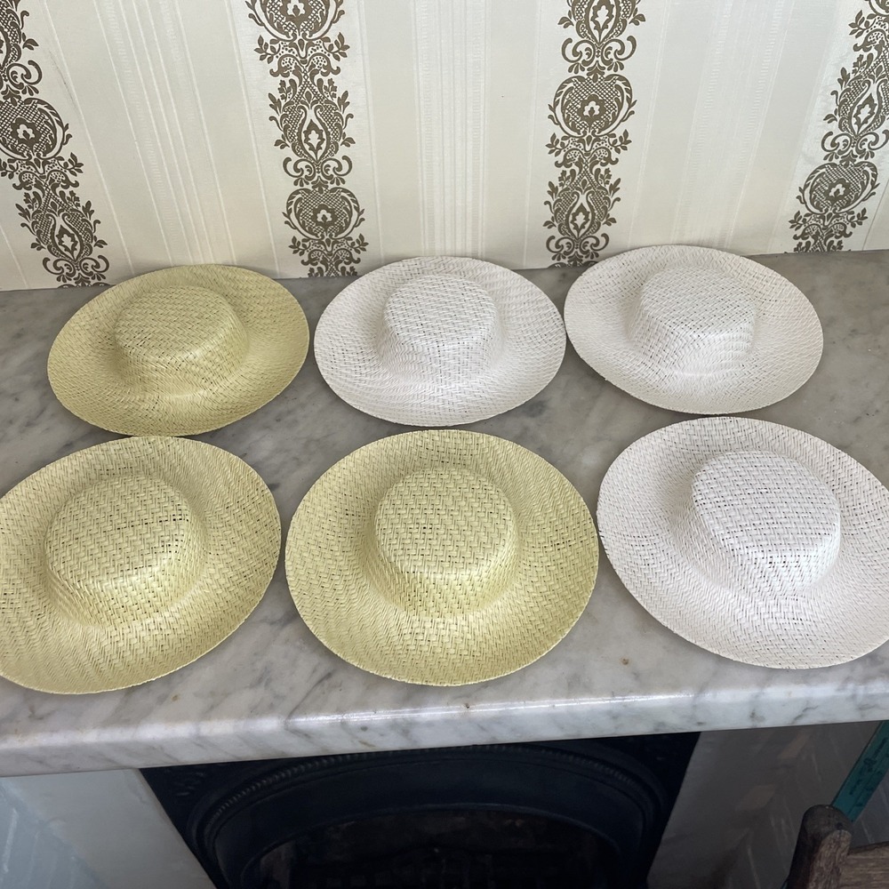 6 NEW Vintage Straw Woven Doll Hats Crafts | 5 3/4" Brim, 19 cm Head Size